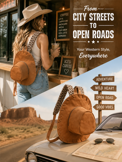 Cowgirl Hat Backpack – Western Style Mini Backpack for Travel & Everyday Use