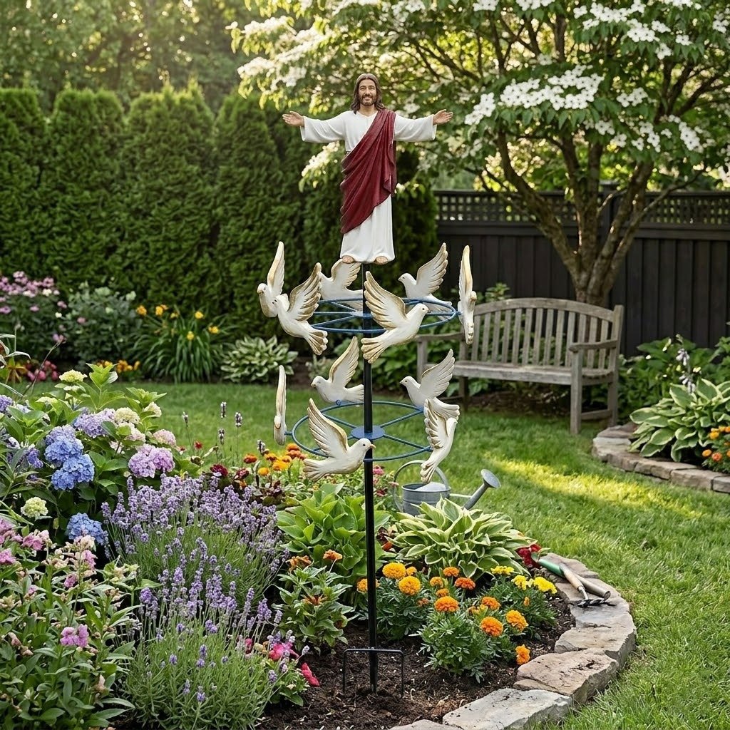 The Divine Jesus & Holy Dove Garden Wind Spinner