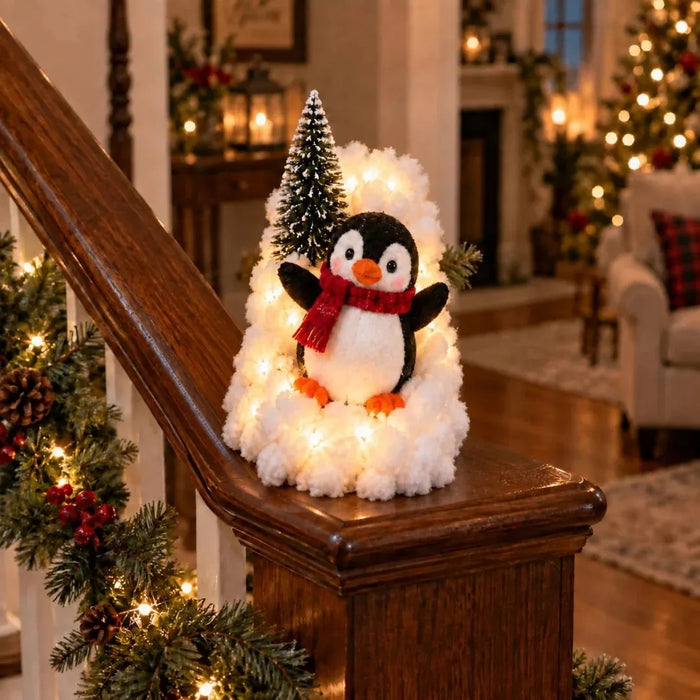 Cheering Penguin Christmas Decor