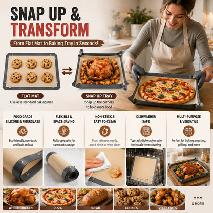 Transformable Snap‑Up Silicone Baking Mat