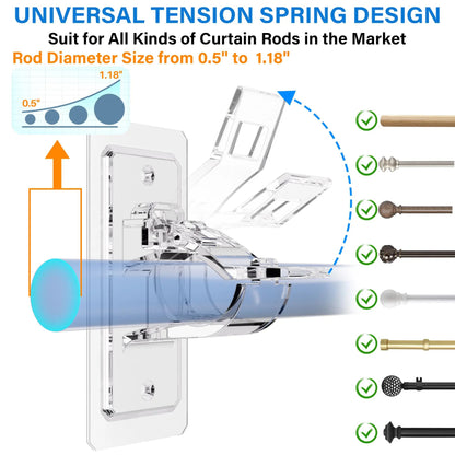 A set of 6 PCS Curtain Rod Brackets with Clips  for Livingroom Bathroom Kitchen Bedroom Toilet Apartment