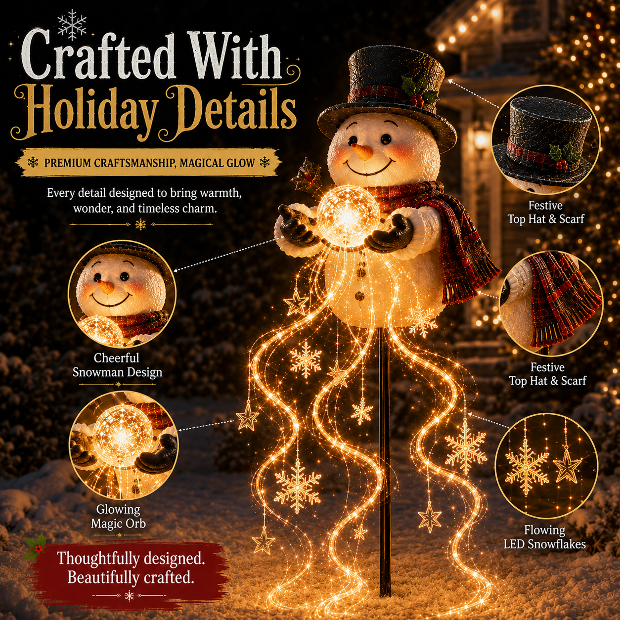 🎄49% OFF🎄 Snowman Magic Fountain™-Flowing Snowflake LED Christmas Garden Light❄️