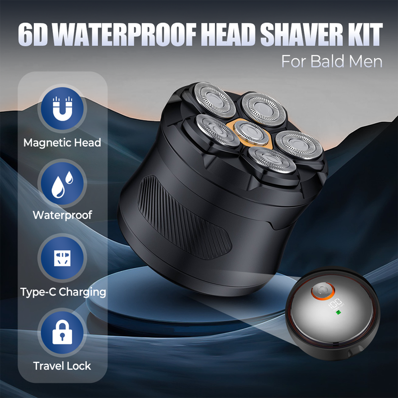 6D Waterproof Head Shaver Kit for Bald Men