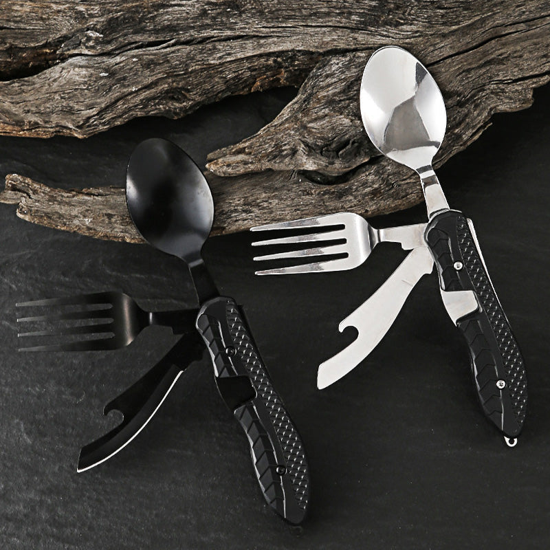 🍴 UP TO 50% OFF! ✨ 4-in-1 Folding Tableware Set – Compact, Stainless Steel, Multi-Tool ⛰️