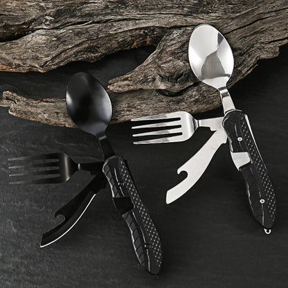 🍴 UP TO 50% OFF! ✨ 4-in-1 Folding Tableware Set – Compact, Stainless Steel, Multi-Tool ⛰️