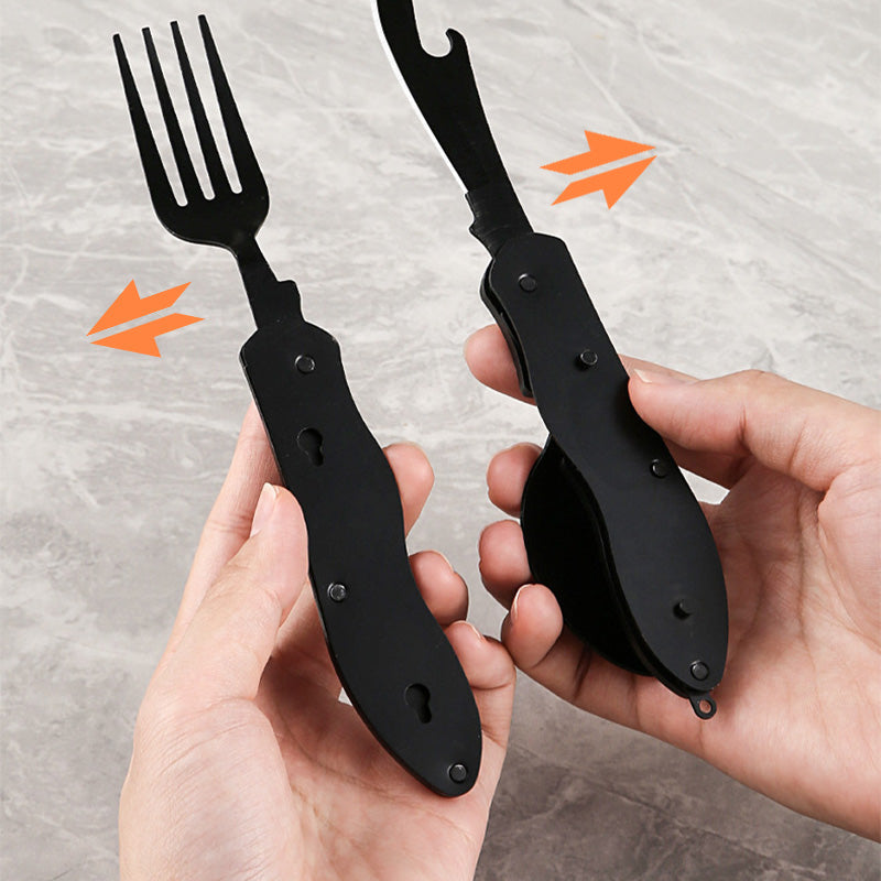 🍴 UP TO 50% OFF! ✨ 4-in-1 Folding Tableware Set – Compact, Stainless Steel, Multi-Tool ⛰️