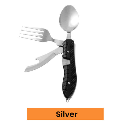 🍴 UP TO 50% OFF! ✨ 4-in-1 Folding Tableware Set – Compact, Stainless Steel, Multi-Tool ⛰️
