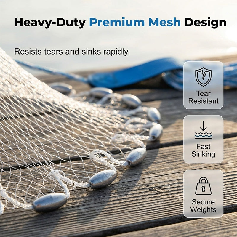 ⏰⌛50% OFF Today!🎣🐟Easy-Throw Cast Net – Heavy-Duty Mesh, Rapid Sinking & Versatile – For Freshwater & Saltwater