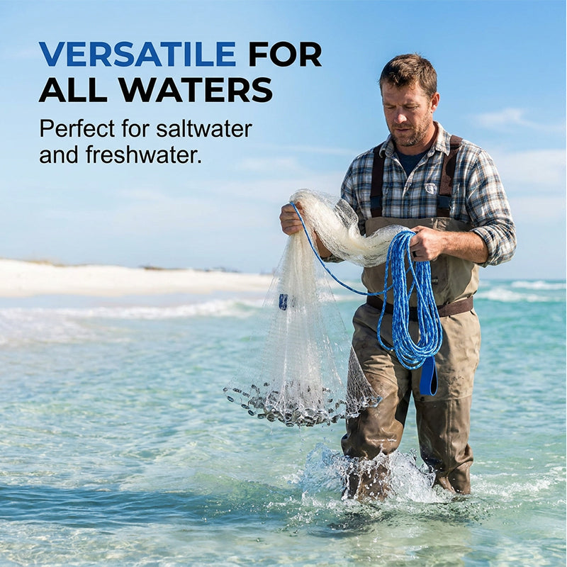 ⏰⌛50% OFF Today!🎣🐟Easy-Throw Cast Net – Heavy-Duty Mesh, Rapid Sinking & Versatile – For Freshwater & Saltwater