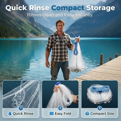 ⏰⌛50% OFF Today!🎣🐟Easy-Throw Cast Net – Heavy-Duty Mesh, Rapid Sinking & Versatile – For Freshwater & Saltwater