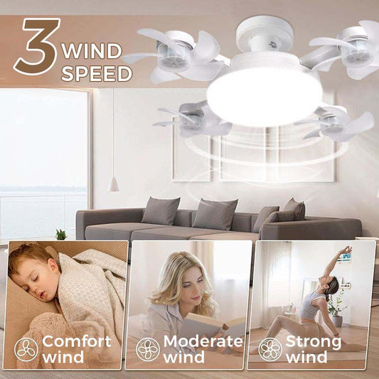 Cotitoc™🌀Nouveau plafonnier ventilateur douille E27 – Ventilateur LED silencieux 2-en-1 avec télécommande, Combo Refroidissement & Éclairage Économe en Énergie pour Chambre à Coucher
