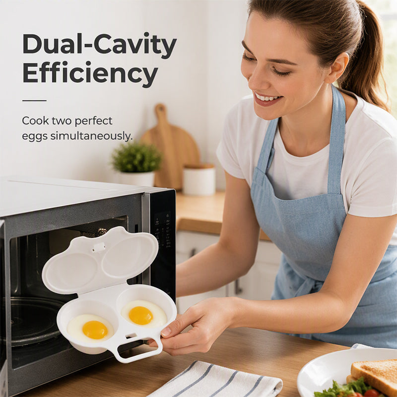 🥚✨ BUY 1 GET 1 FREE! Dual-Cavity Microwave Egg Poacher | Quick & Healthy Breakfast in Minutes 🍳