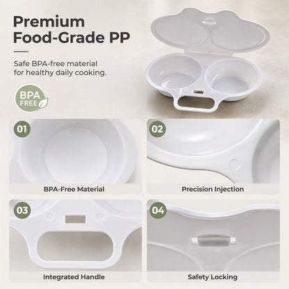 🥚✨ BUY 1 GET 1 FREE! Dual-Cavity Microwave Egg Poacher | Quick & Healthy Breakfast in Minutes 🍳