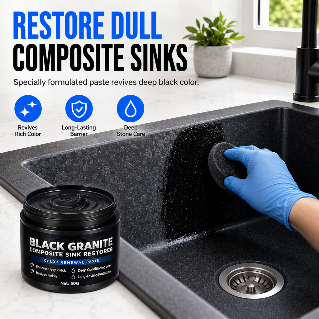 🥳2026 HOT SALE🥳💞50K+ SOLD! 🪨✨ 50% OFF! Granite & Quartz Sink Renovation Paste – restores faded black luster, repels water & stains. Bring dull stone back to life without replacing it! 🛡️✅