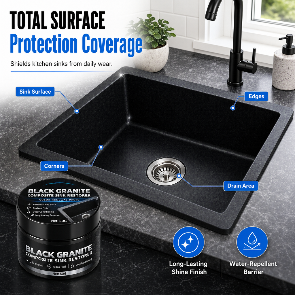 🥳2026 HOT SALE🥳💞50K+ SOLD! 🪨✨ 50% OFF! Granite & Quartz Sink Renovation Paste – restores faded black luster, repels water & stains. Bring dull stone back to life without replacing it! 🛡️✅