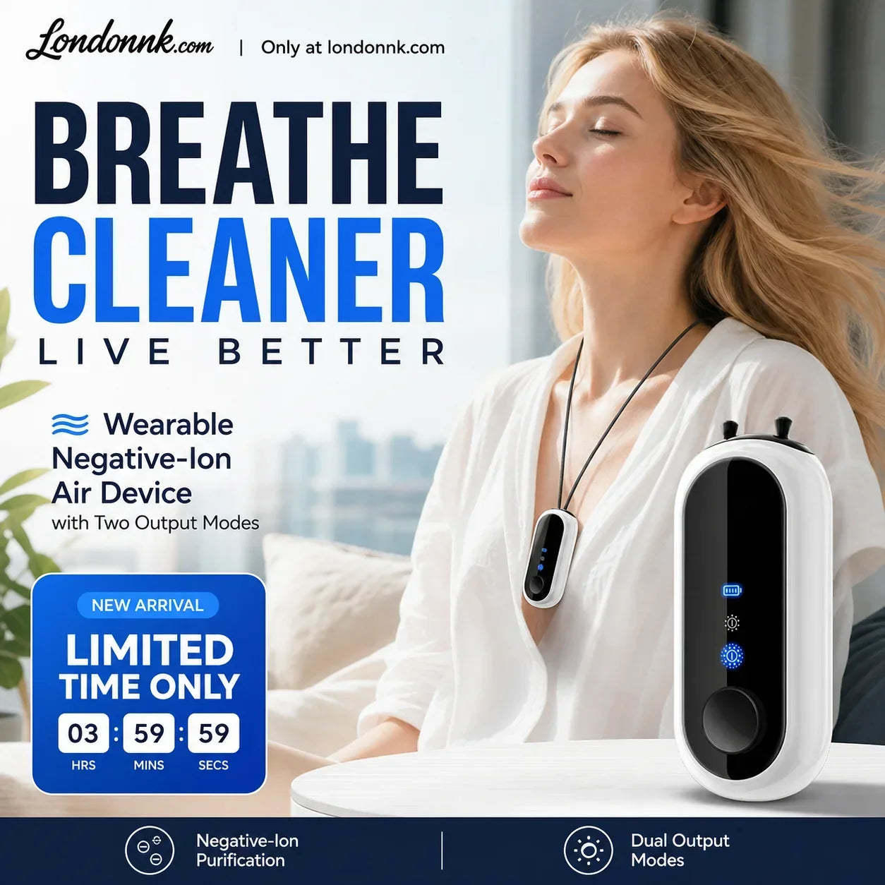 Wearable Air Purifier with Negative Ion Technology