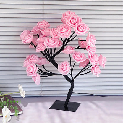 🌹 LED Rose Tree Lamp – Adjustable Branches, USB Powered for Bedroom & Table Decor
