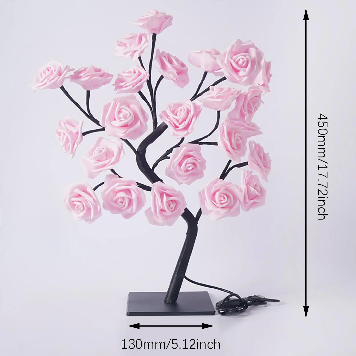 🌹 LED Rose Tree Lamp – Adjustable Branches, USB Powered for Bedroom & Table Decor