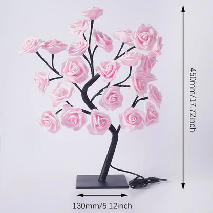 🌹 LED Rose Tree Lamp – Adjustable Branches, USB Powered for Bedroom & Table Decor