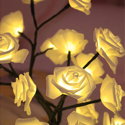 🌹 LED Rose Tree Lamp – Adjustable Branches, USB Powered for Bedroom & Table Decor