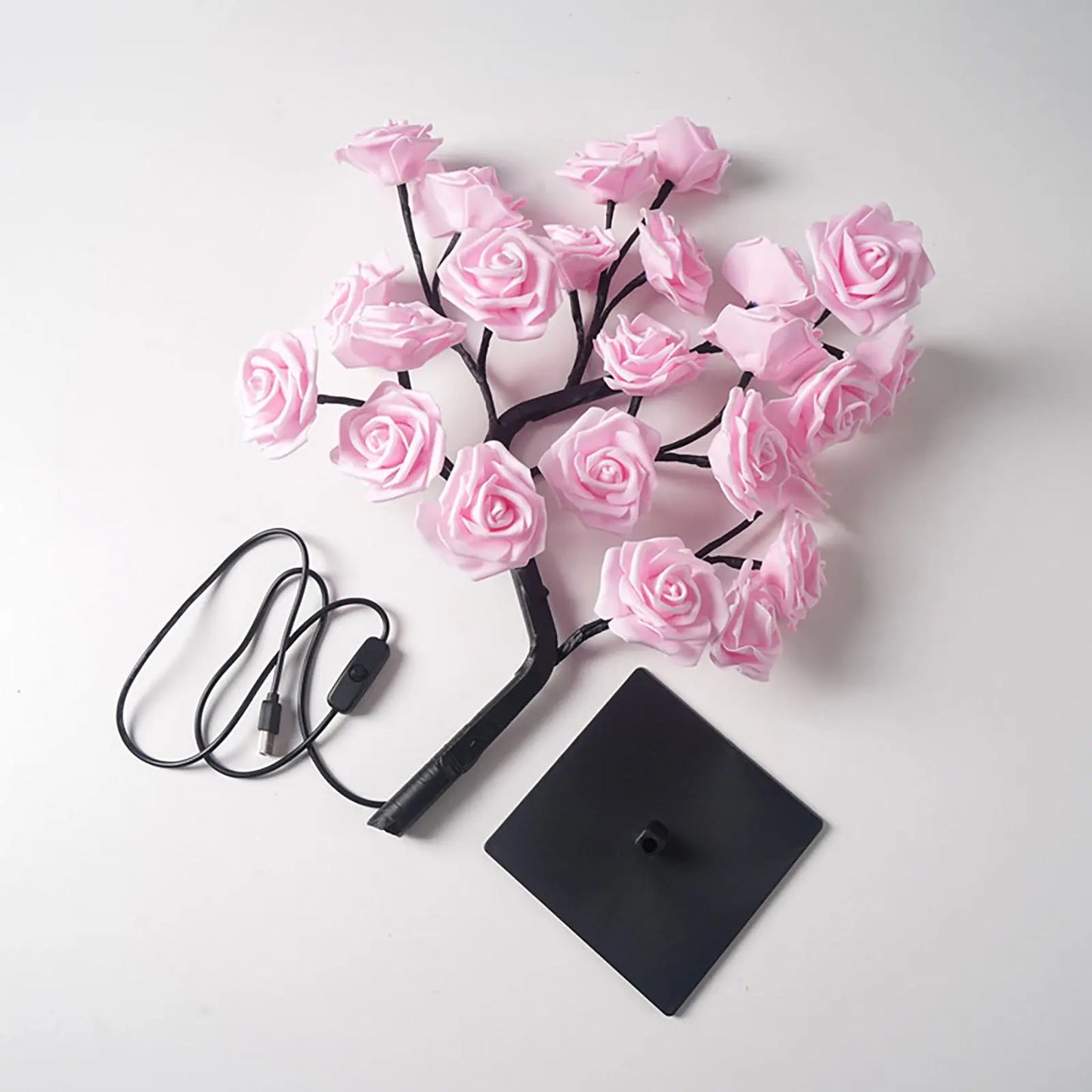🌹 LED Rose Tree Lamp – Adjustable Branches, USB Powered for Bedroom & Table Decor