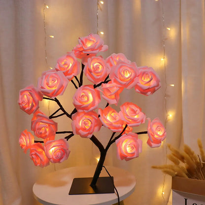 🌹 LED Rose Tree Lamp – Adjustable Branches, USB Powered for Bedroom & Table Decor